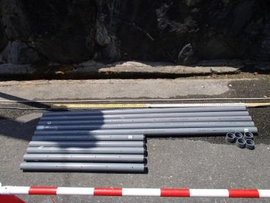 水抜き工(材料検収)VP50  2.0m×5本、1.0m×5本、ジョイント5ヶ